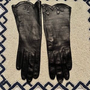 Vintage black leather kid gloves